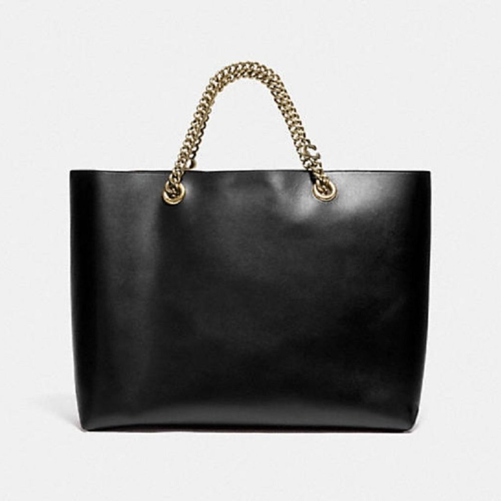 *NWT* COACH Brass/Black Signature Chain Central Tote